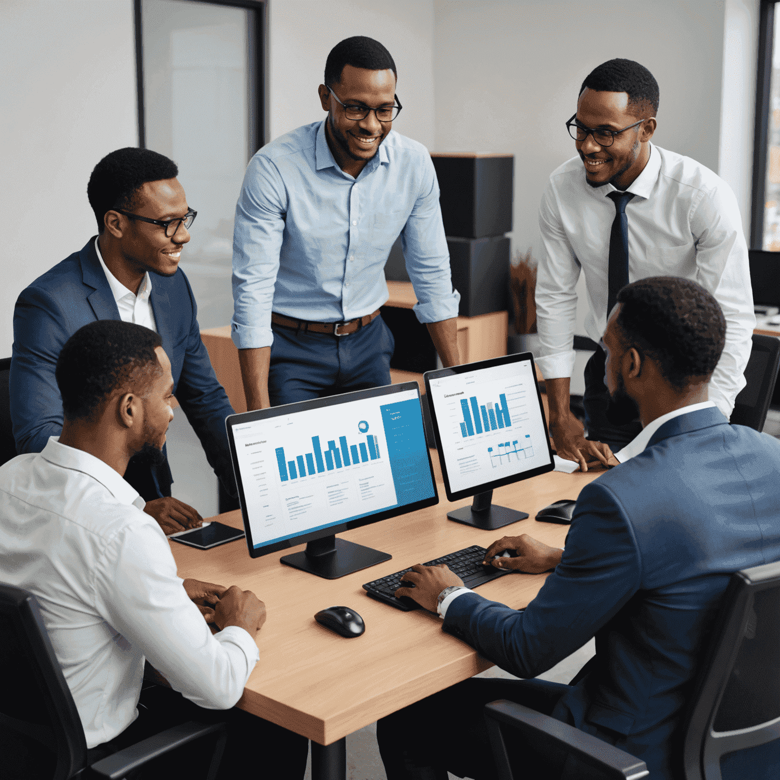 Illustration of zuluiq's IT consulting approach, showing a team of consultants working closely with a client to understand their business needs and develop customized solutions